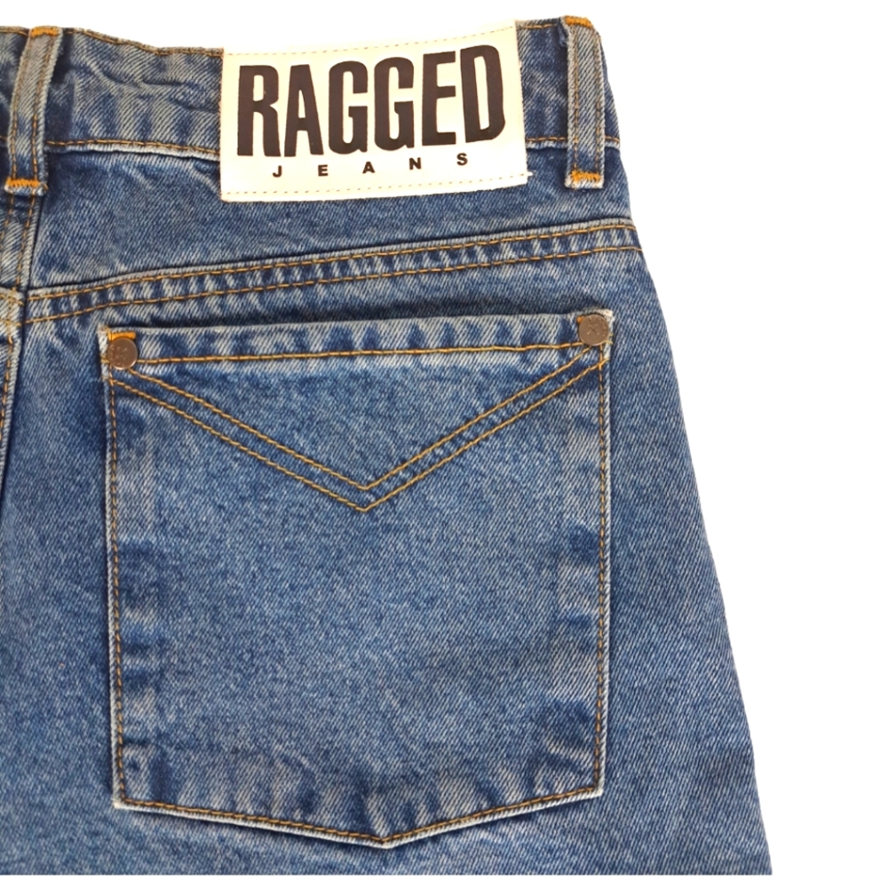 NEW The Ragged Priest Wide Leg Baggy Raw Frayed Hem Flare Jeans High Waist 28